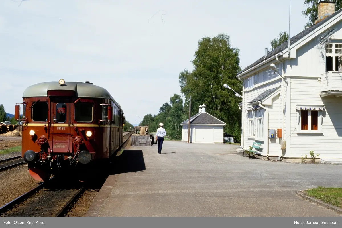 Dieselmotorvogn BM 86 22 med persontog fra Hamar til Kongsvinger på Braskereidfoss stasjon