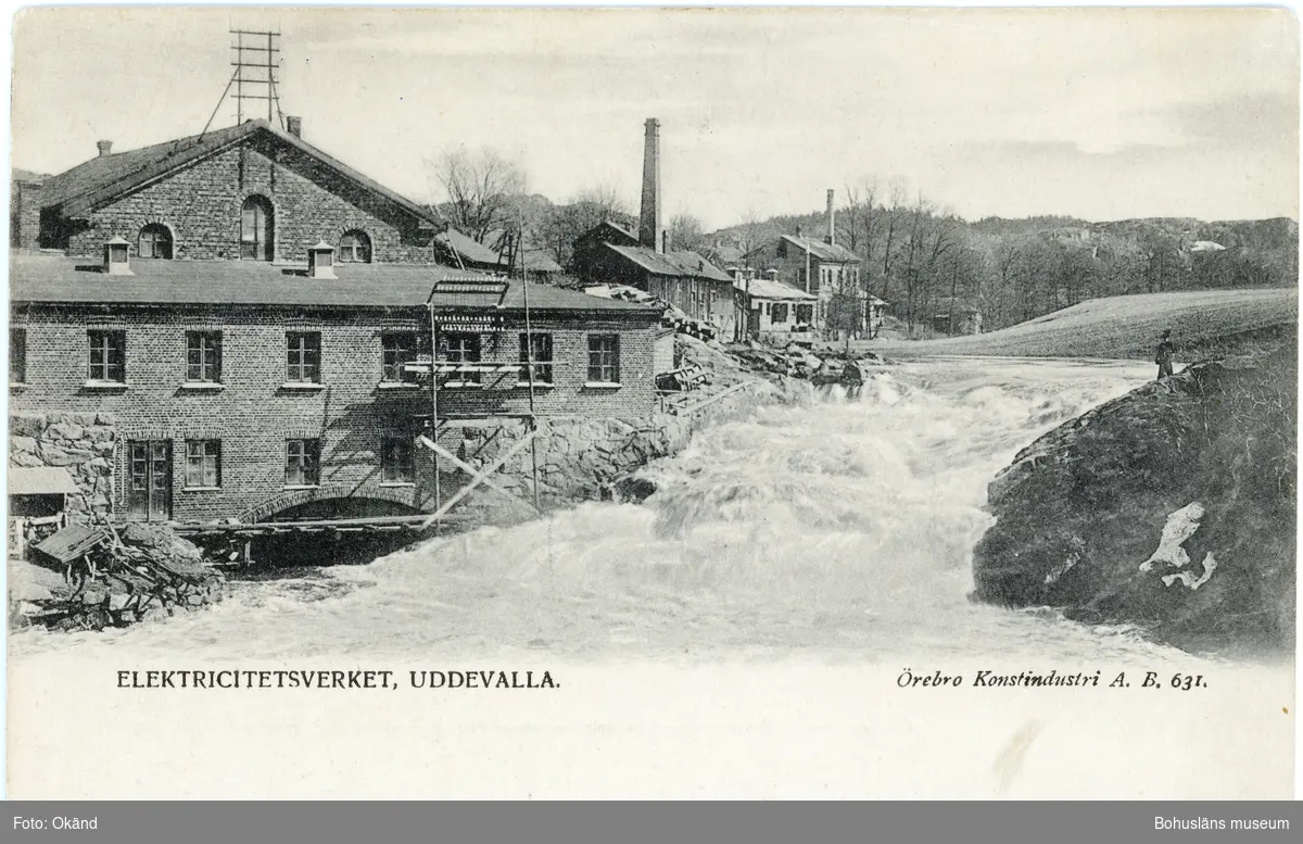 Postkort. "Elektricitetsverket Uddevalla."