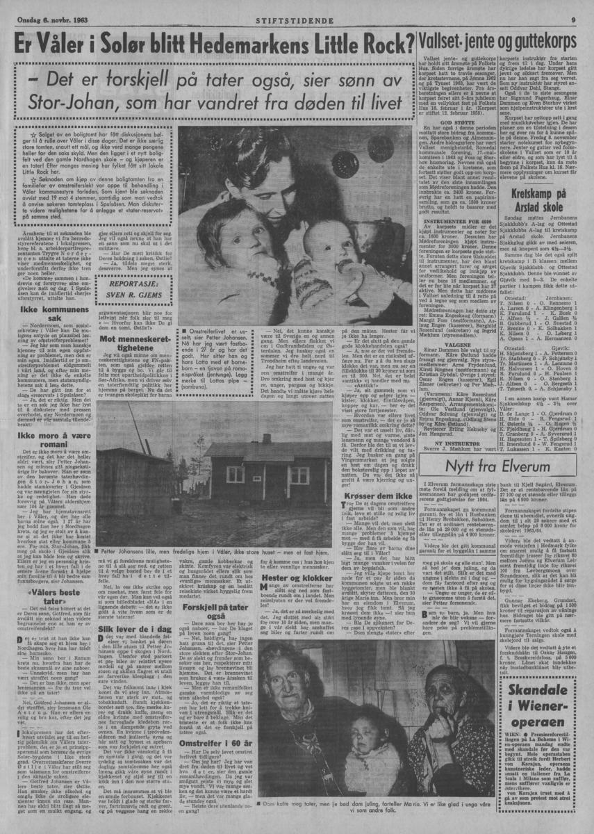 Er Våler i Solør blitt Hedemarkens Little Rock? Faksimile fra Stiftstidene 06.11.1963.