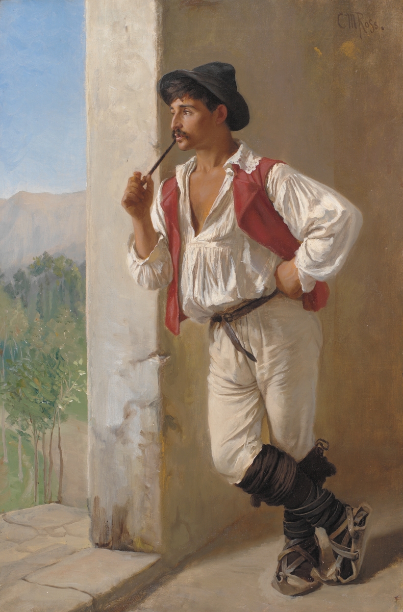 Ung mann med pipe [Maleri]
