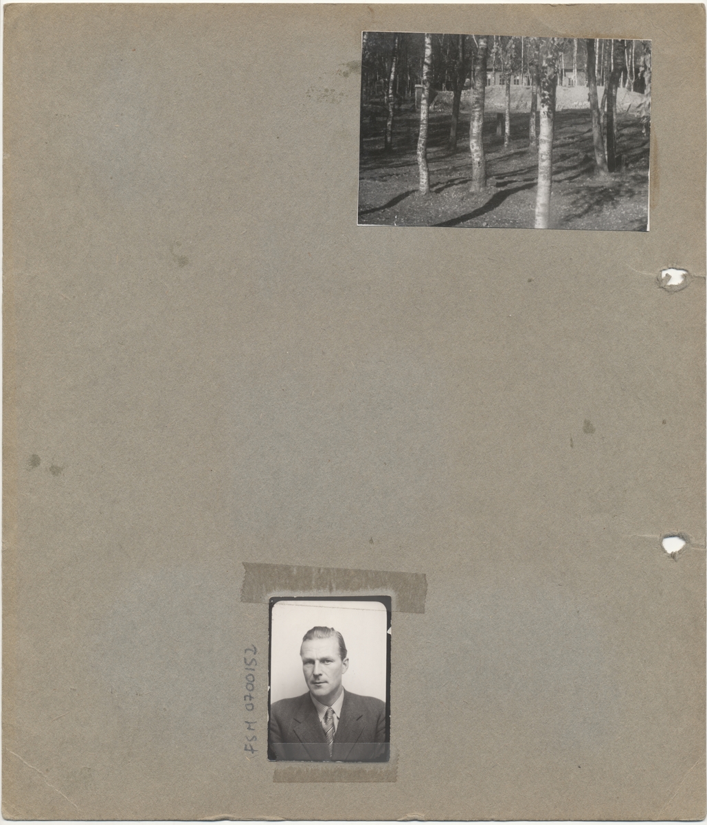 Albumblad (2 sider) med totalt 7 bevarte bilder. Fem av bildene (og et sjette som er borte) kan med sikkerhet knyttes til Falstad fangeleir under 2. verdenskrig.