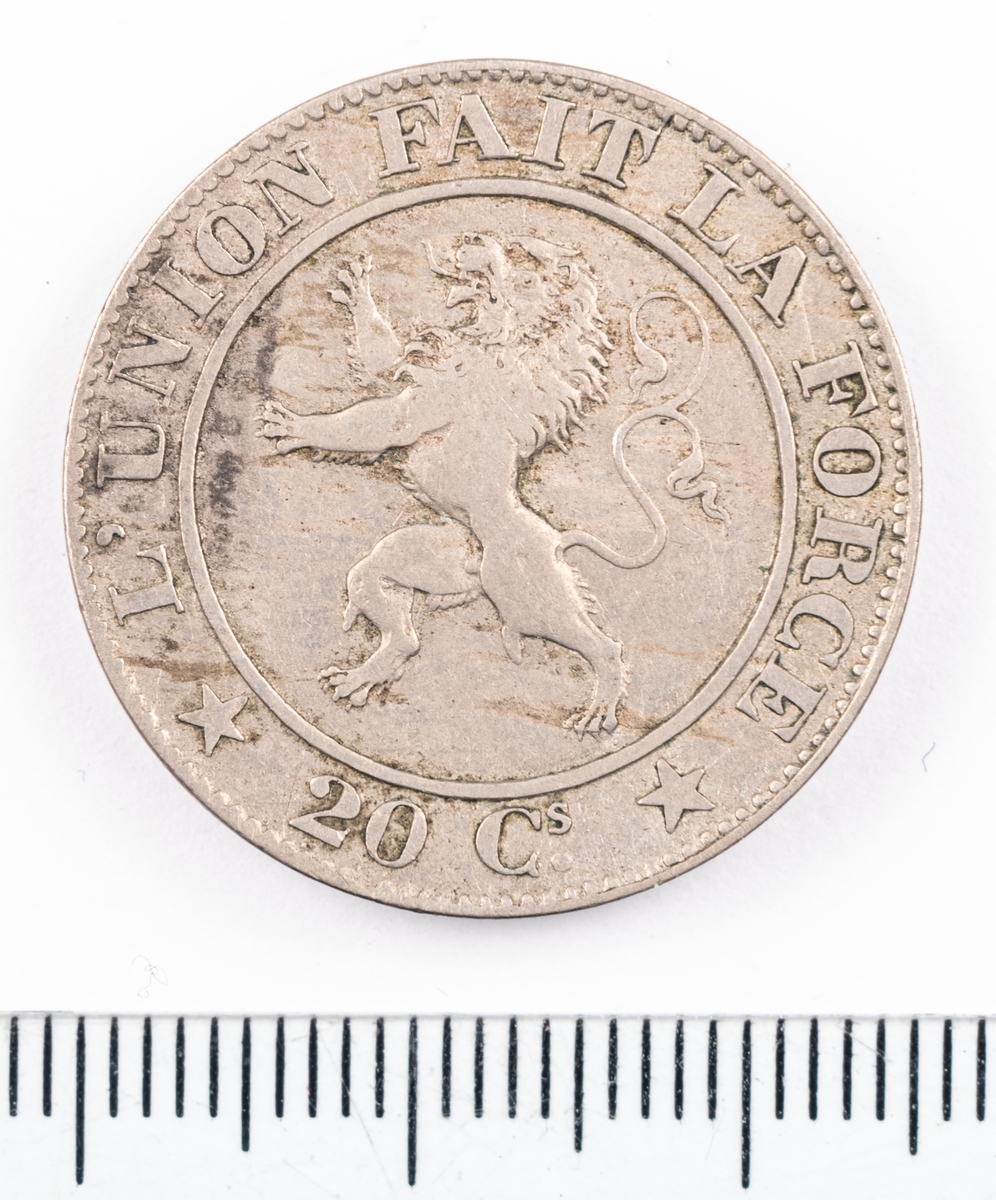 Mynt, Belgien, 1861, 20 Centimes.