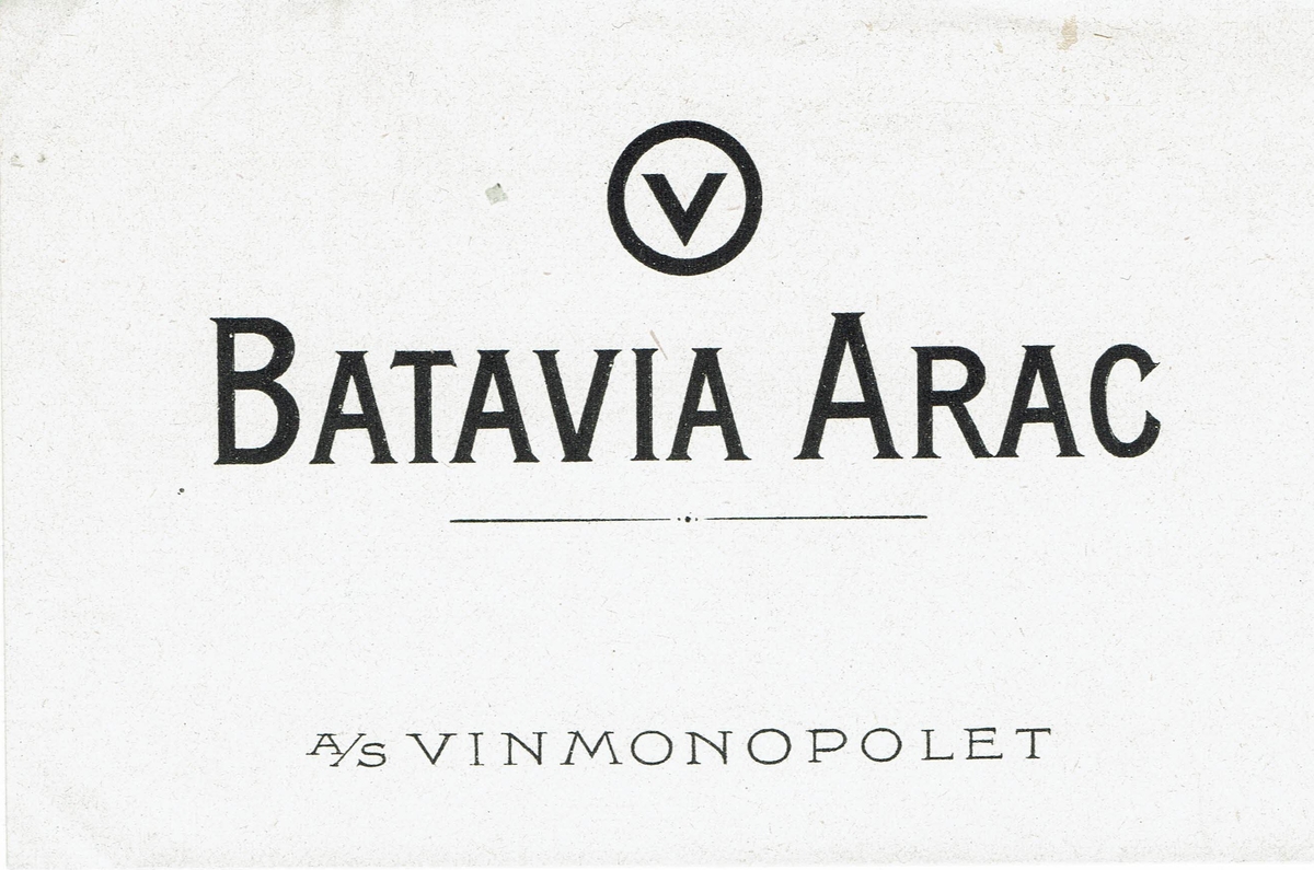 Batavia Arac. A/S Vinmonopolet.