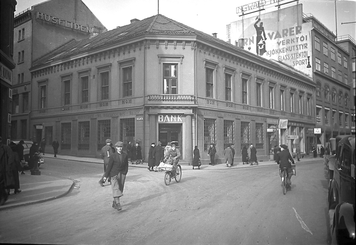 A/S Kristiania Hypothek- og Realkredit-Bank, Torggata 2, Oslo. Fotografert 1939.