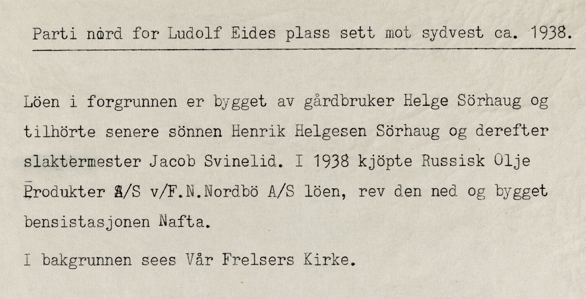 Parti nord for Ludolf Eides plass sett mot sydvest, ca. 1938.