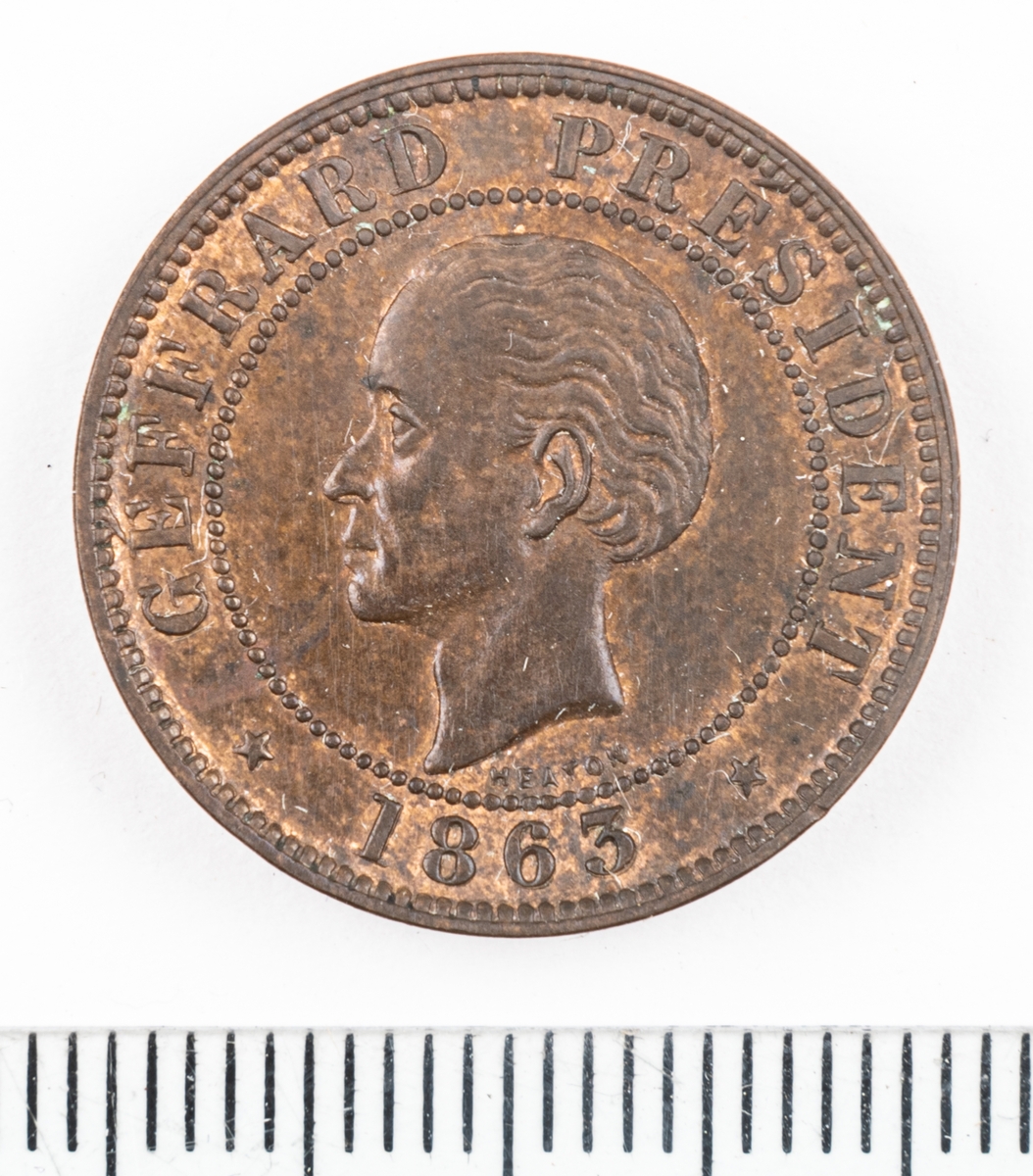 Mynt Haiti 1863 10 Centimes.
