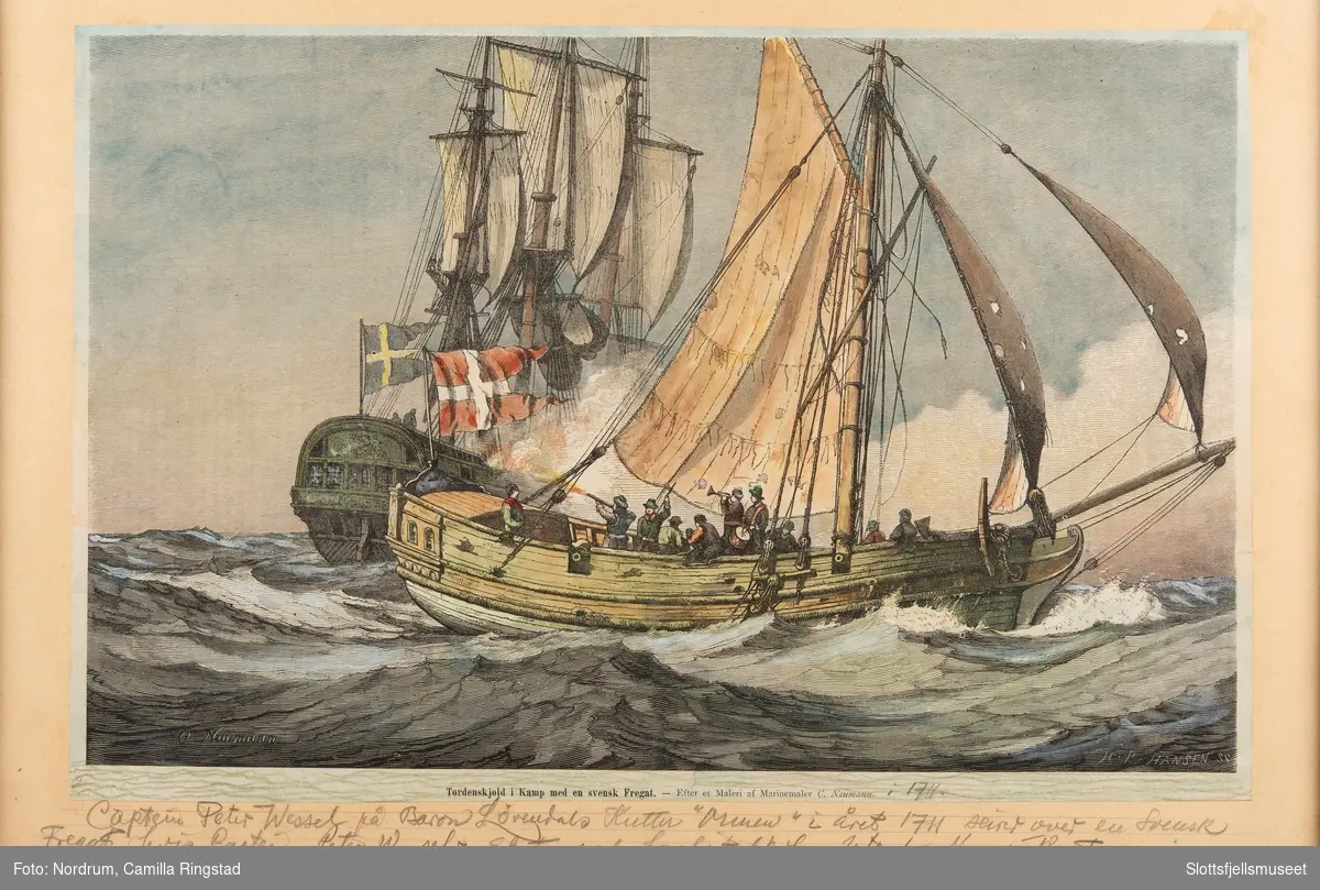 "Tordenskjold" ombord på huggerten i kamp med en fregatt 1711
