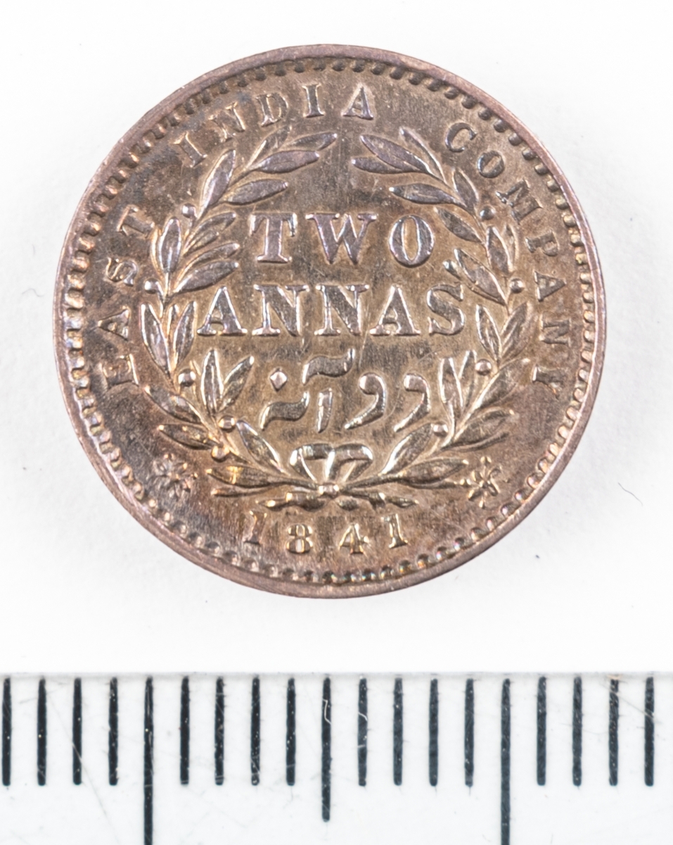 Mynt Indien 1841, 2 Anna.