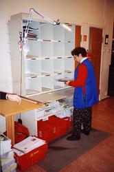 interiør, postkontor, 2000 Lillestrøm, hylle, reol, sorterin
