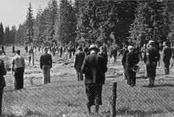 Hjemmestyrker ved et gravsted for falne under krigen. Bilde 