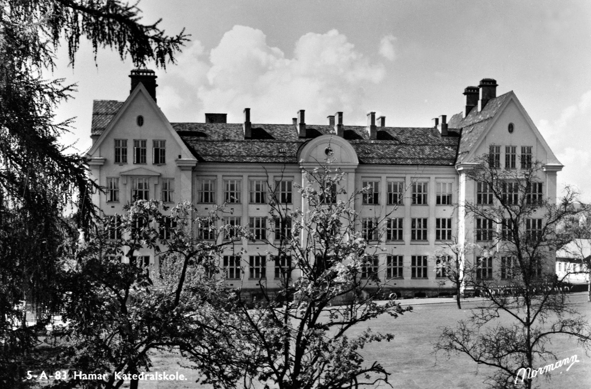 postkort-hamar-katedralskole-skoleplassen-vestre-torg-anno