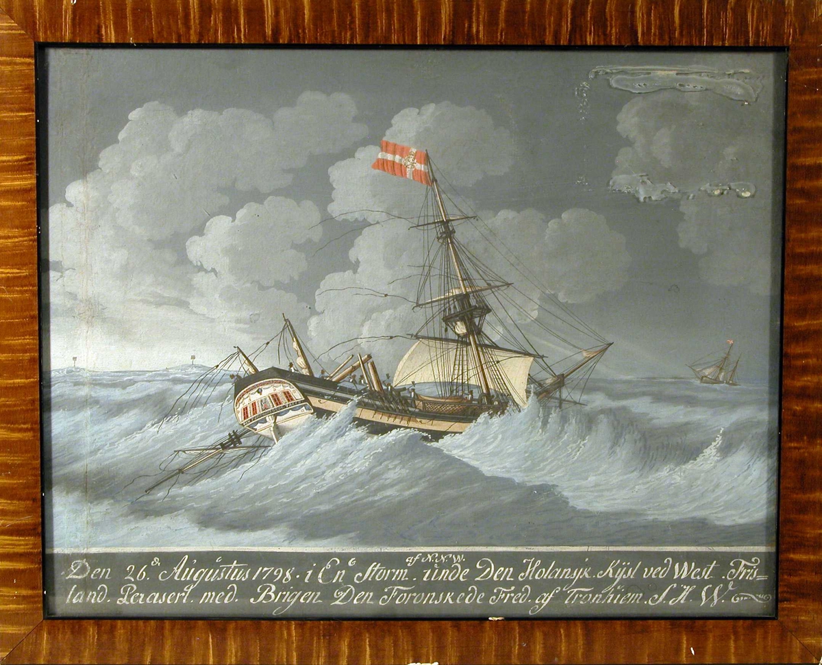 Brigg "Den Forønskede Fred" av Trondhjem havarerer under storm 26.aug. 1798.