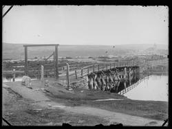 Røros bergstad sett fra Gjøsvika. Gamle Gjøsvika bru.