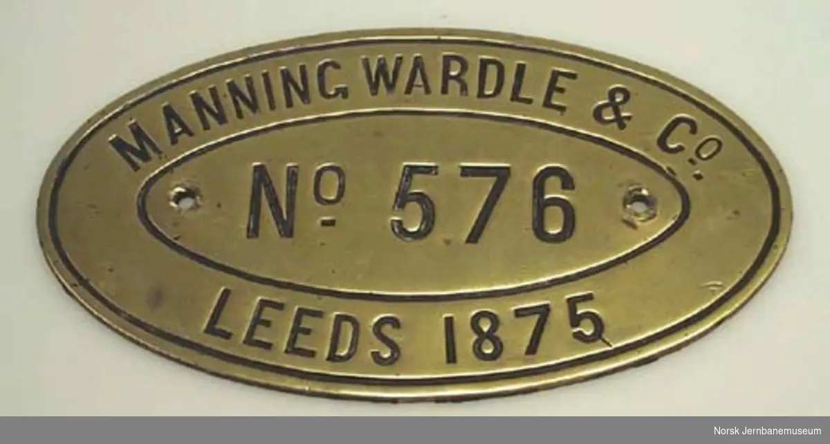 Fabrikkskilt fra Manning Wardle & Co. Leeds : fra lokomotiv type 7a nr. 25