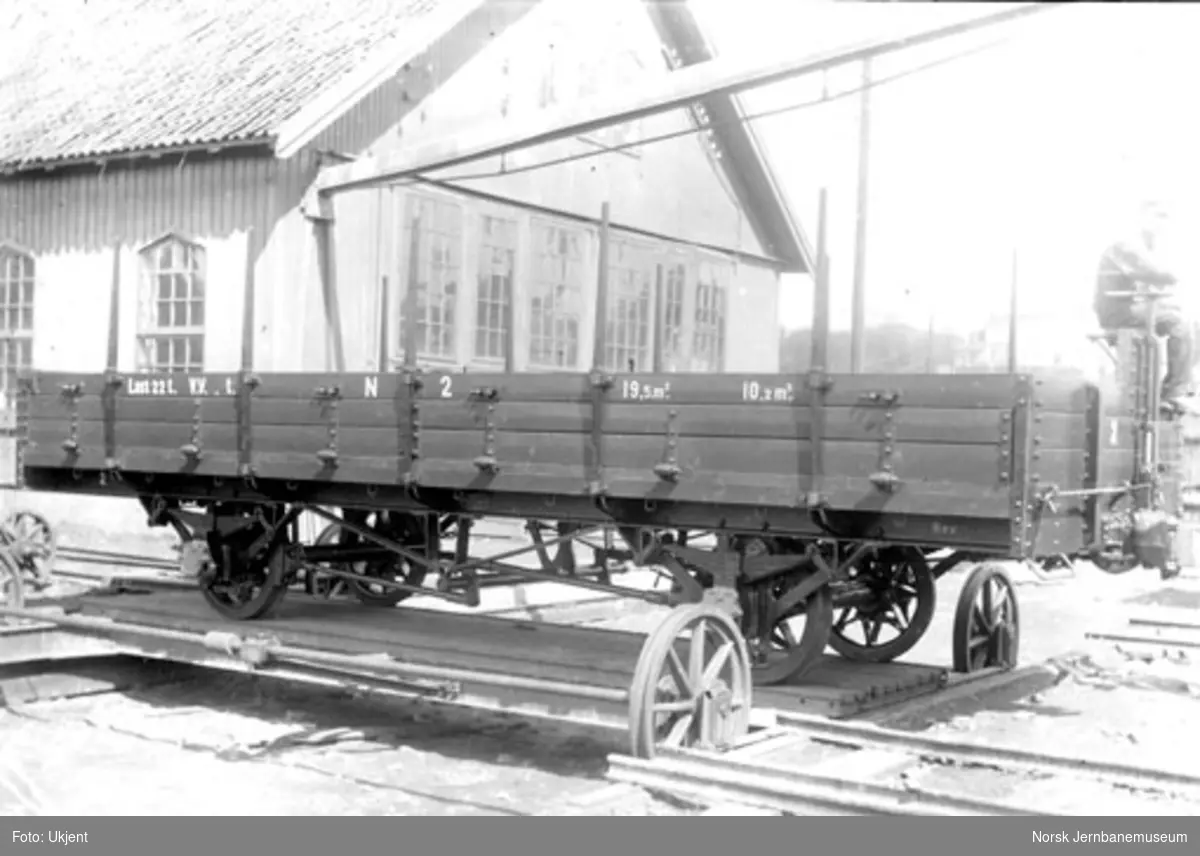 Sydvarangers stakevogn litra N nr. 2 på Skabo Jernbanevognfabrik