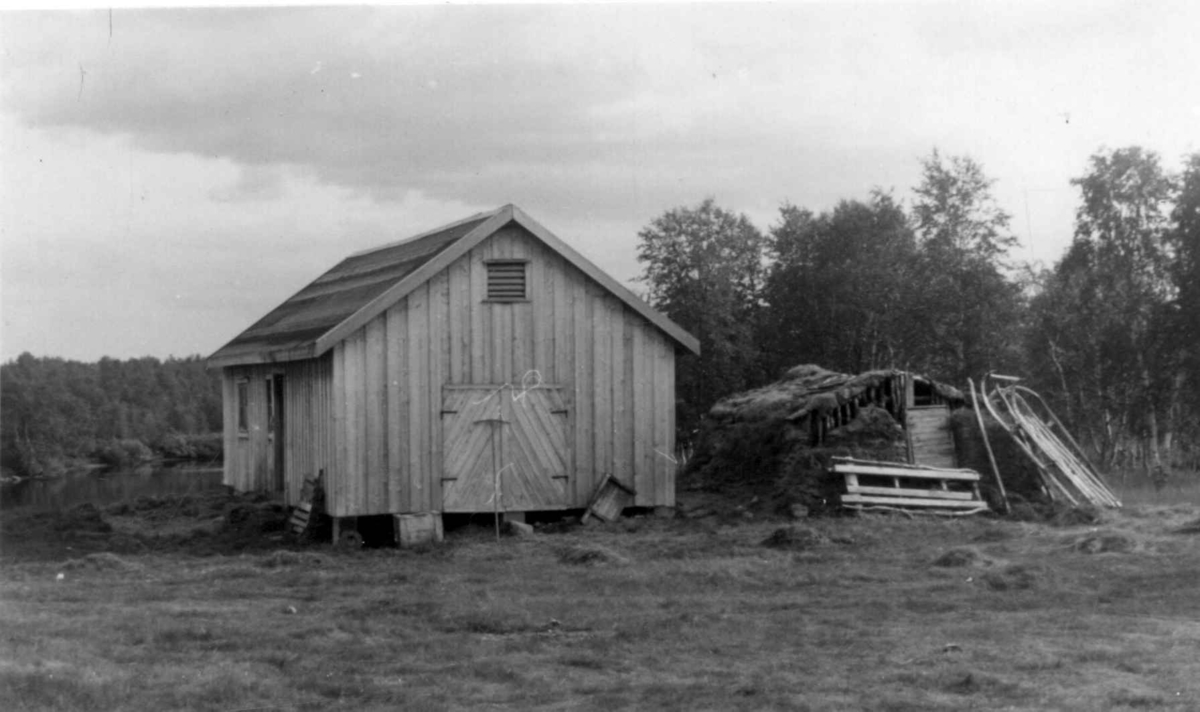 Nytt fjøs og gammel fjøsgamme, Solsletten 1953.