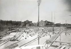 Haella Såg, Kotka, Finnland. Tømmerfløting og industribygnin