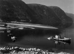 Oversiktsbilde over Hellemobotn, med båter, 1964. Mareno Mik
