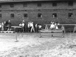 Oslodagene, 28.8.1982. Bogstad, gata/fjøset. Barn kaster på 
