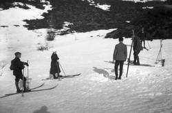 Påskegjester på ski ved Arentz-familiens feriested Trøan ved