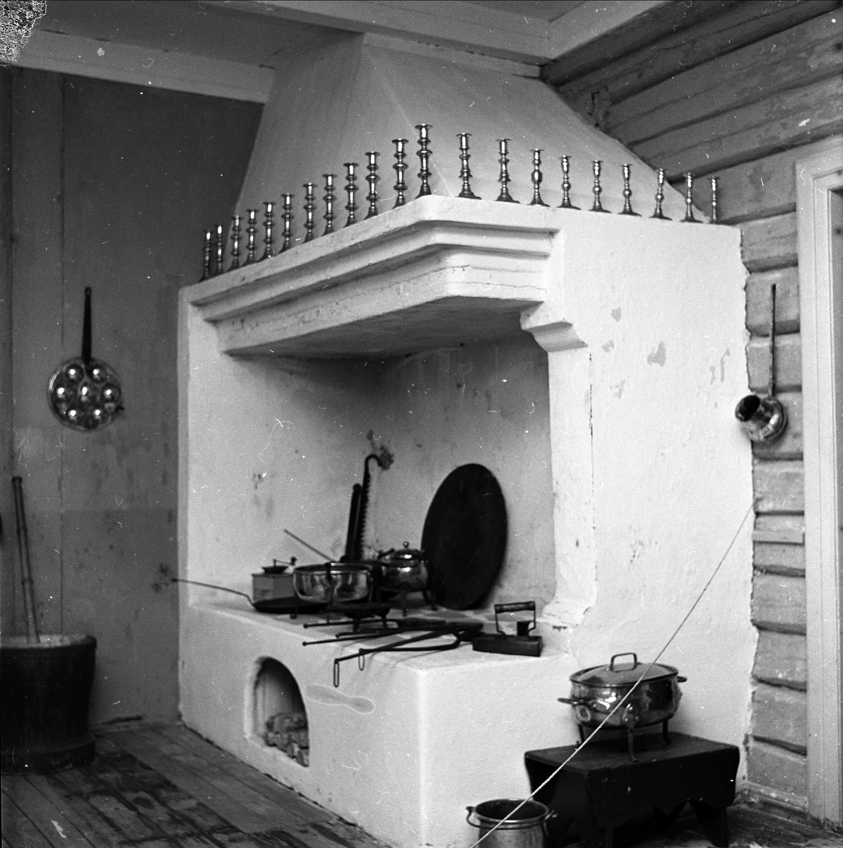 Berg-Kragerø museum, Kragerø, Telemark, 27.07.1961. Ildsted, peis på kjøkken.