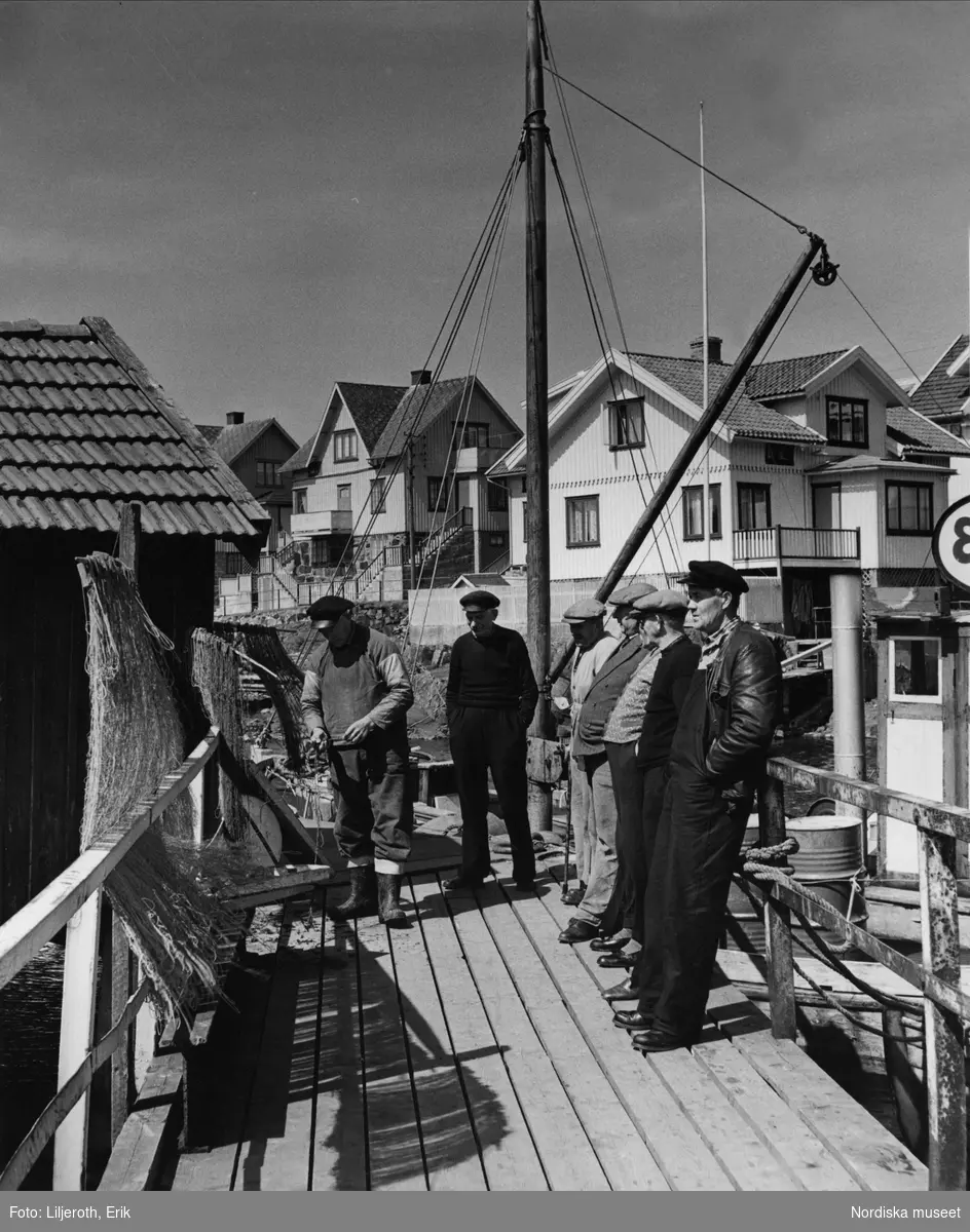 Fiskare på bryggan i Åstol hamn, Bohuslän.