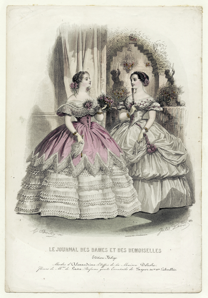 Modeplansch ur "Le journal des dames et des demoiselles" december 1856.