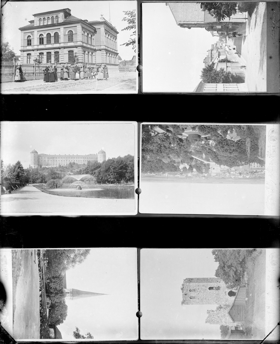 Reprofotografi - Uppsala slott med Svandammen i förgrunden, stadsdelen Fjärdingen, Uppsala före 1914