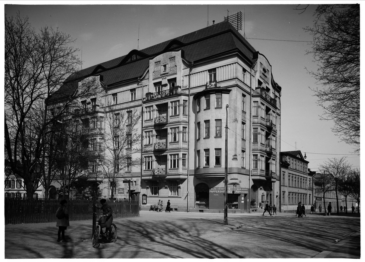 Rappska huset, kvarteret Hervor, Sysslomansgatan - Skolgatan, Uppsala 1932