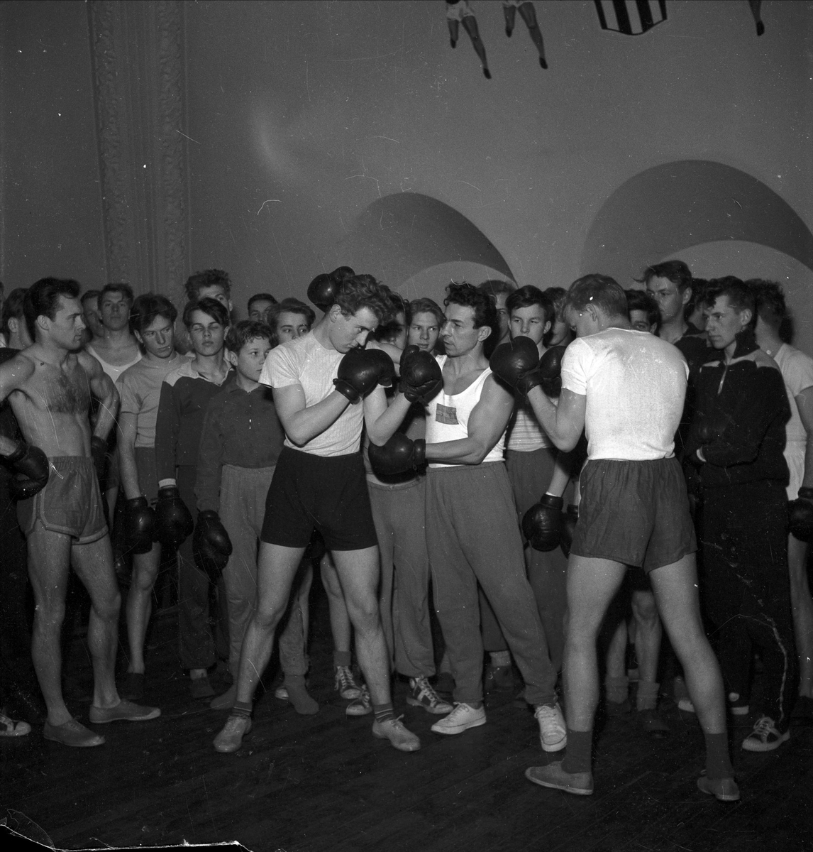 Boxning - instruktion för ungdomar på Bluffen, Uppsala 1954
