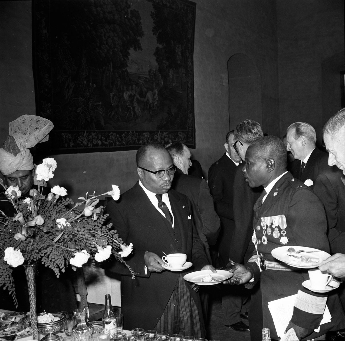 Dag Hammarskjölds begravning. Mottagningen på slottet, Uppsala 29 september 1961