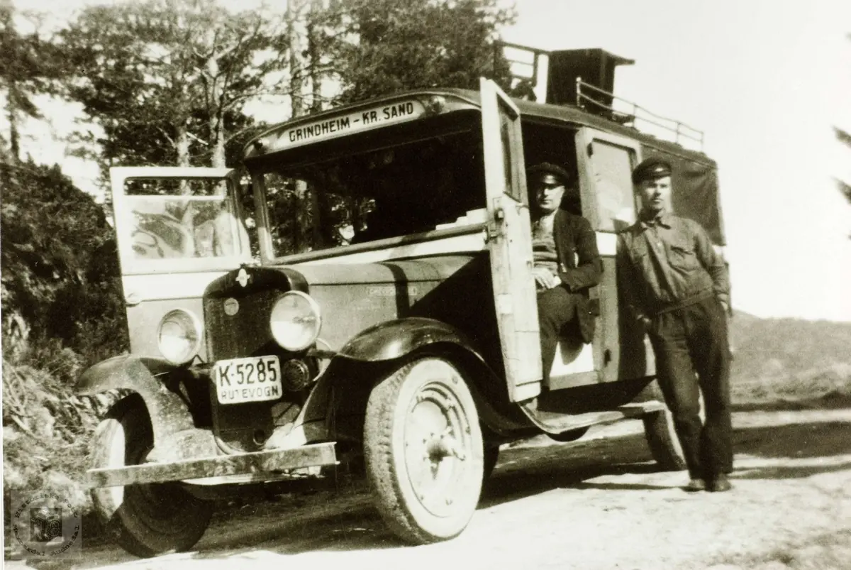 Bussen Grindheim-Kristiansand.
Chevrolet, 1931-32.