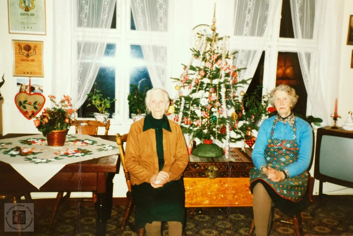 Søstrene Olga og Amalia Ågedal feirer jul. Grindheim Audnedal.