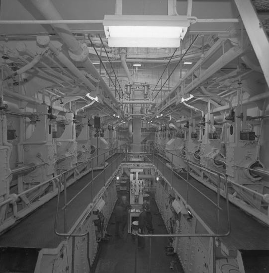 Interiör från fartyget 164 M/T Thorsvaag, maskinrum.