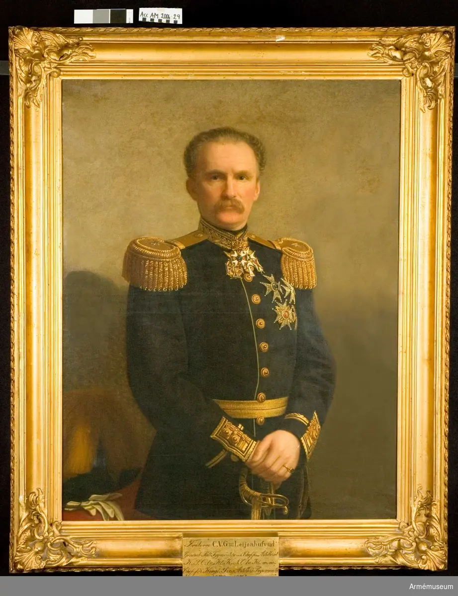 Porträtt föreställande C V G:son Leijonhufvud, regementschef A1 1872-1874.