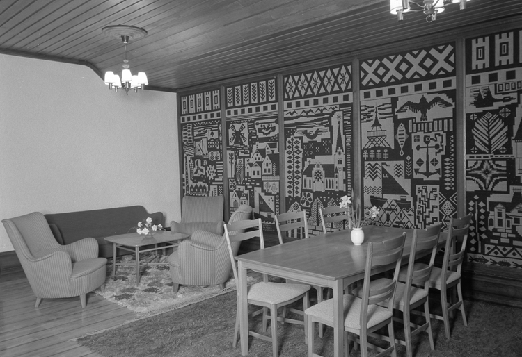 Lysekil. Interiör från klubbrum på Hotell Lysekil 1952