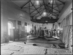 Hafslund A/S i Skjeberg, 1936. Interiør fra kraftstasjon. Ve