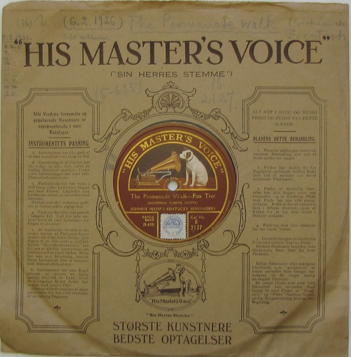 Vinylskiva av märket HMV