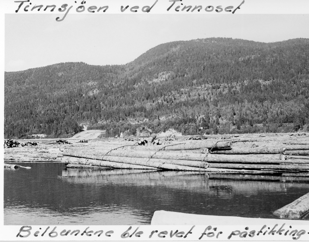 Tinnsjøen ved Tinnoset. bilbuntene ble revet før påstikking.