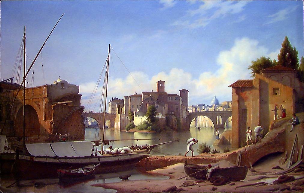 Tiberøya med Ponte Rotto i Roma [Maleri]