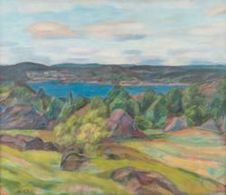 Landskap med fjord [Olje på lerret]