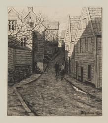 Nedre Strandgate ved Andabakken, 1900 [Reproduksjon]