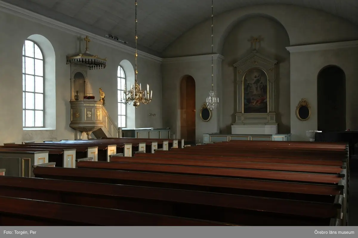 Ut- och invänding renovering av Sofia Magdalena kyrka, Askersunds stad.
Interiör från SV, före renovering.
Dnr: 2004.230.179