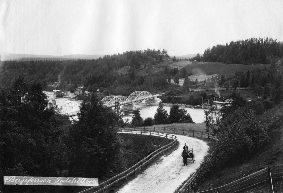 Bergeforsen och Bergeforsbron i Indalsälven. (Omtyckt utflyktsplats för Sundsvallsbor). Bild från tidskriften Hemmets bildmaterial.