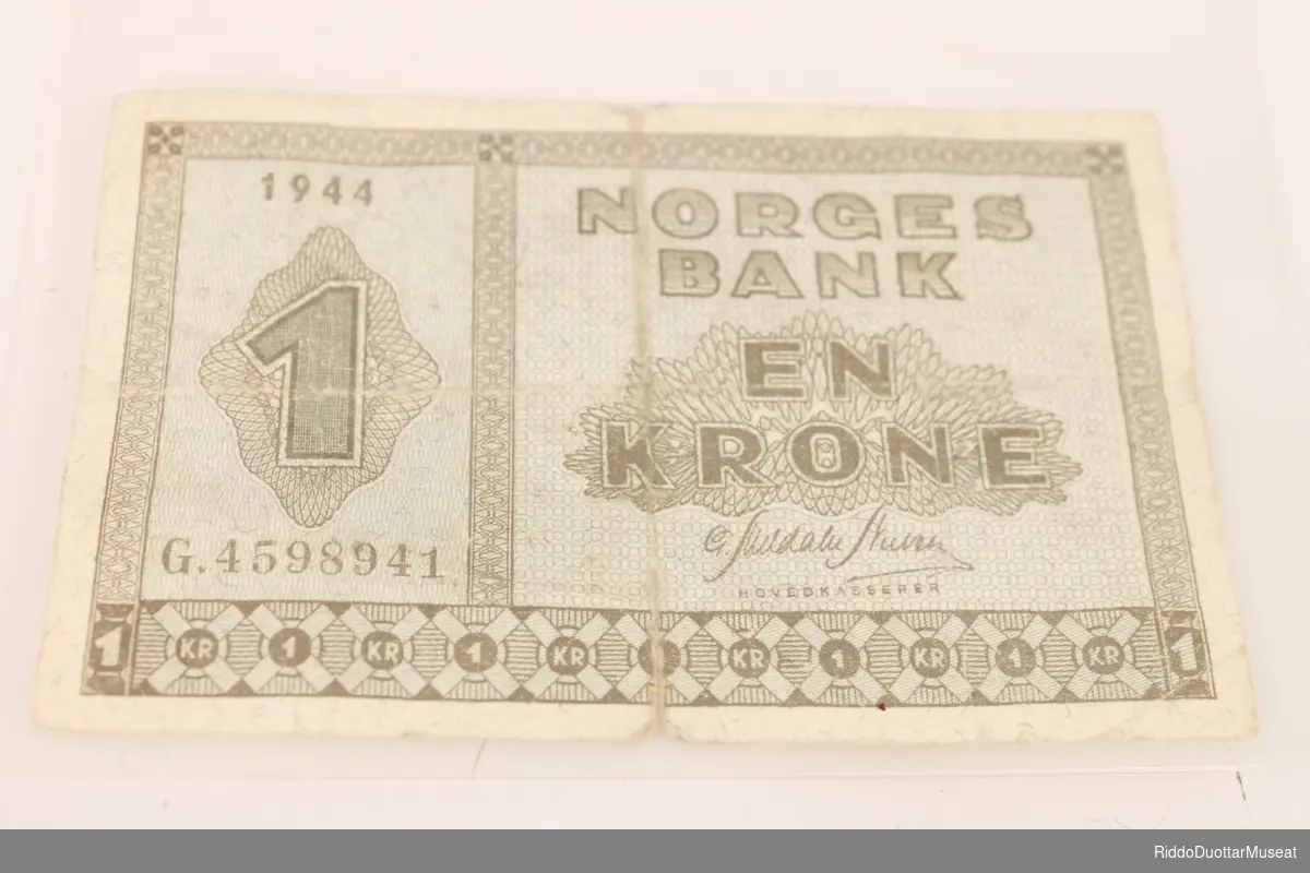 1 krone seddel fra 1944.