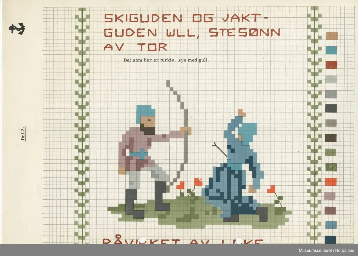 Trykt mønsterark i A4-format til brodert tekstil.