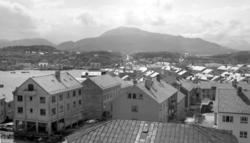 Foto fra brannårnet, Hauggt til v. på Kirkelandet i Kristian