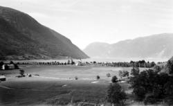 Foto fra et jordbruksområde beliggende ved en fjord, trolig 