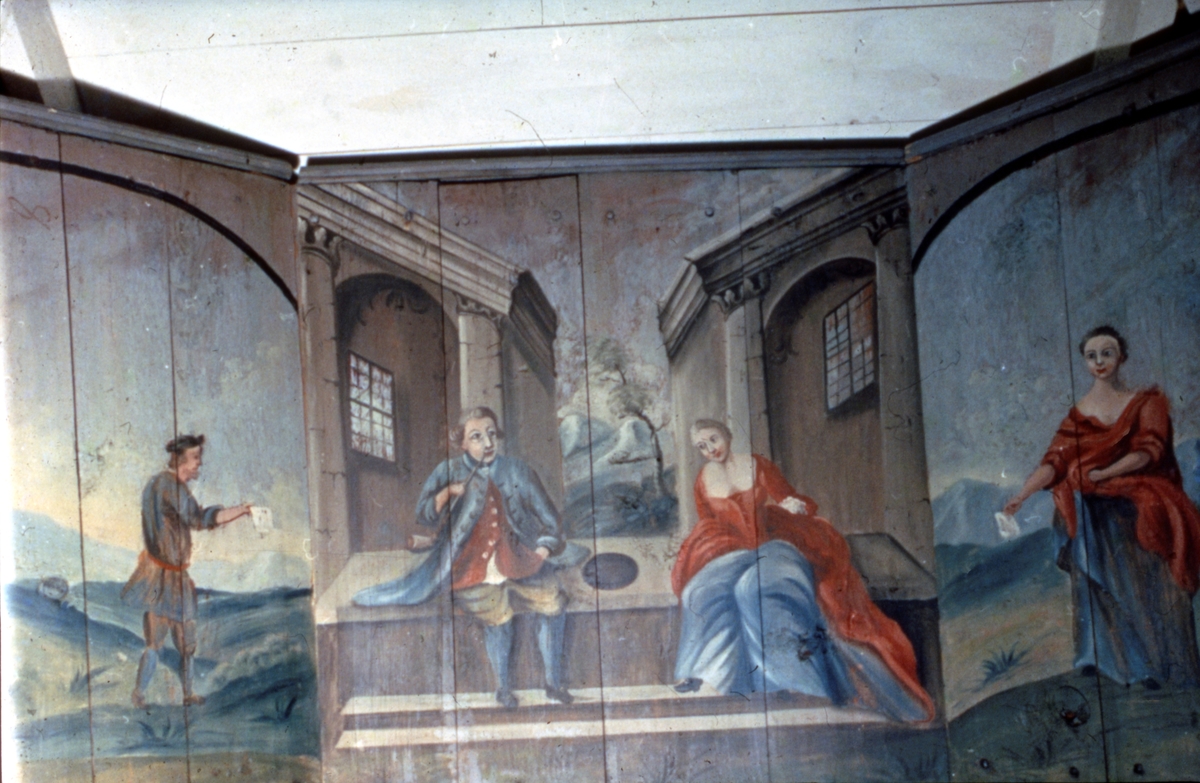Interiörmåleriet på von Echstedtska gårdens dass där makarna Bengt von Echstedt och Christina Catharina Herwegh avbildats.
