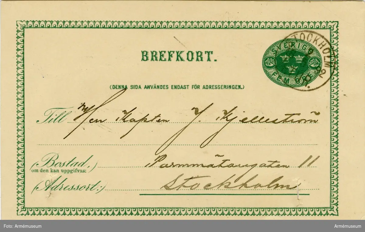 Grupp MV.

Brefkort 2/5 1892 från Julius Slöörs Redskapshandel.
